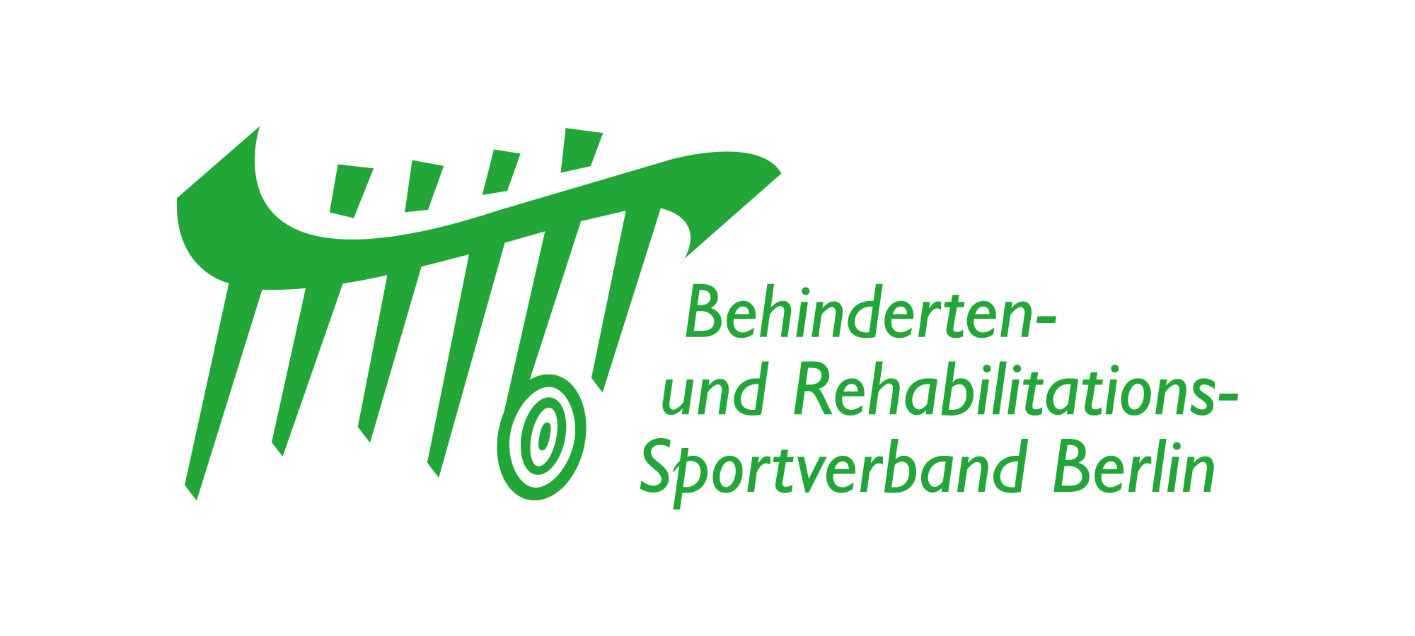Logo des Behinderten- und Rehabilitations-Sportverbands Berlin - grüne Schrift klein