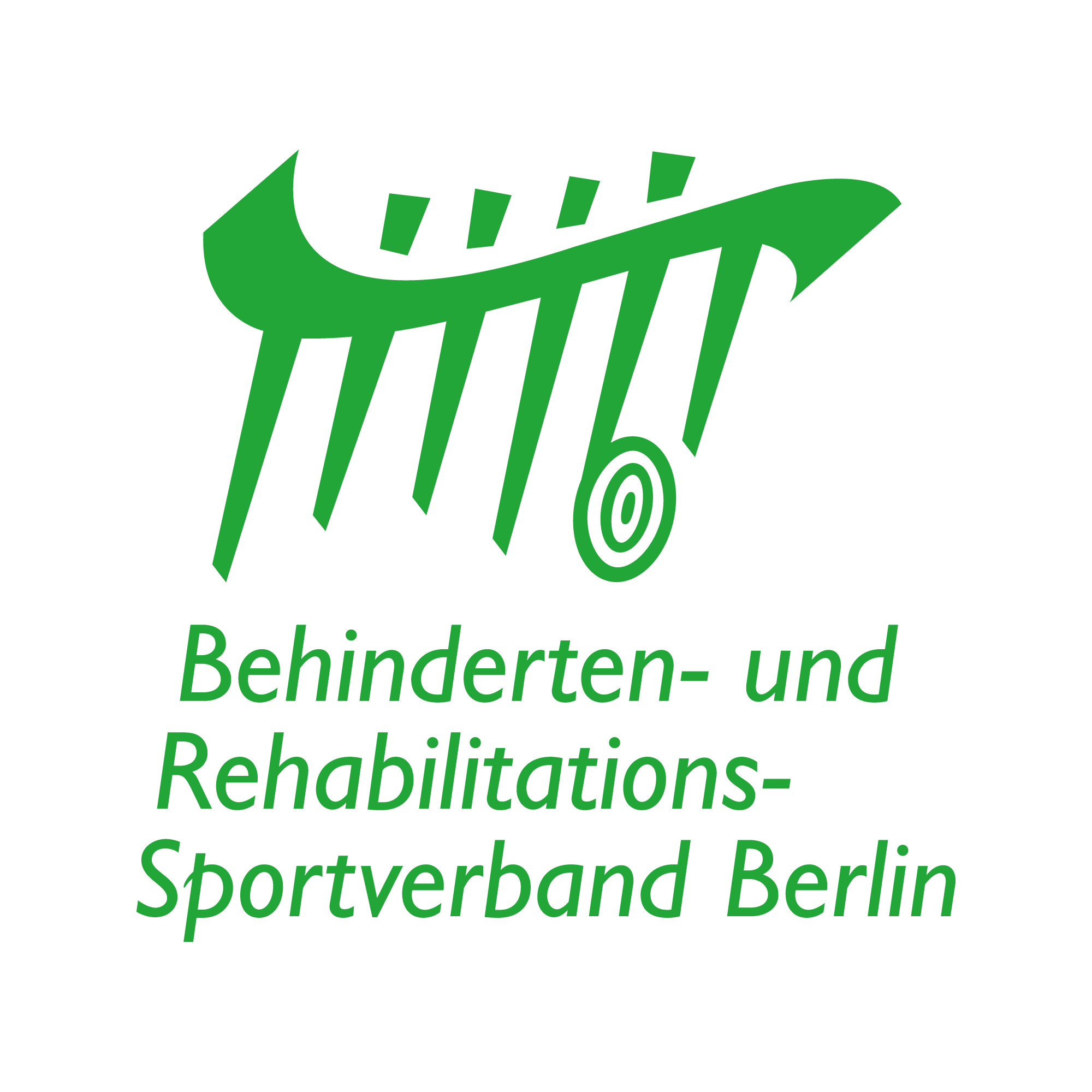 Logo des Behinderten- und Rehabilitations-Sportverbands Berlin - grüne Schrift groß