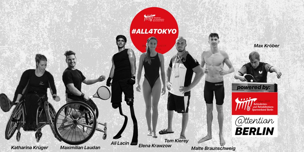In der Bildmontage sind die genannten Berliner Parasportler vor einem Logo mit dem Hashtag #ALL4TOKYO abgebildet.